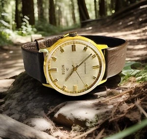 Gents Vintage Elgin Manual Mechanical 17JewelsGold /P VGC Swiss Watch-Working - Picture 1 of 12