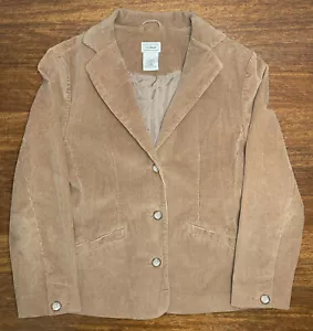 LL Bean Womens Size 6 PetiteTan Corduroy 3 Button Blazer Jacket Cotton - Picture 1 of 6