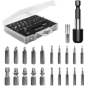 Juego Extractor de Tornillos Dañado, Kit Extractor de Tornillos Despojados 22 PCS, HSS Broken Sc - Imagen 1 de 7