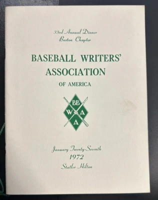 Jan 27, 1972 33rd Annual Baseball Writers Association America Dinner Program - Image 1 of 4