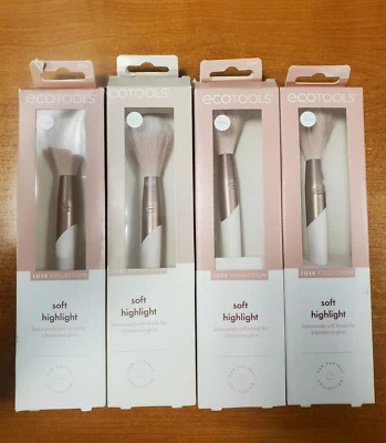 4 Pk: EcoTools Luxe SOFT HIGHLIGHT Powder Brush - Makeup Brush Set R3P5  2246 - Image 1 of 4