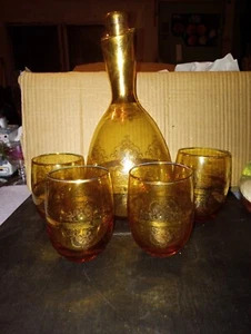 Set Decanter Vintage 24kg Vino Murano Vetro Veneziano Firmato Made in Italy - Foto 1 di 9