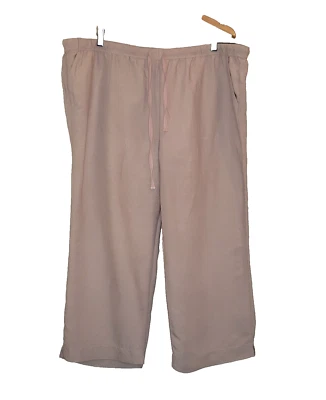 Van Heusen Women's Size XXL Linen Viscose Blend Pants Drawstring Dusty Rose Pink - Image 1 of 4