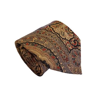 Corbata Kuppeheimer marrón patrón cachemira para hombre seda cuello corbata tela de repp  Foto 1 de 4