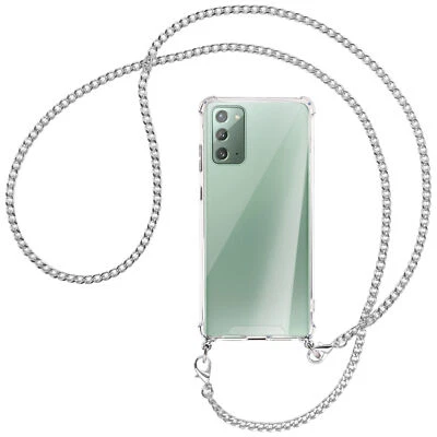 Catena per Samsung Galaxy Note20 4G/5G catena metallo col. argento Cover Collana - Immagine 1 di 2