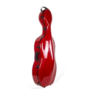 Crossrock Fiberglass Case with Wheels-Fits 4/4 Full Size Cellos-Red - Picture 1 of 5