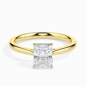 Gold Diamond Ring Solid 14k Yellow Radiant 1 Ct IGI GIA HRD Lab Grown Sizable - Picture 1 of 9