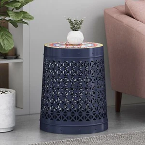 Folajimi Indoor Lace Cut Side Table with Tile Top - Picture 1 of 13
