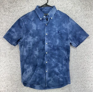 Polo Ralph Lauren Slim Fit Tie Dye Oxford Kurzarm Hemd blau geknöpft Größe L - Bild 1 von 7