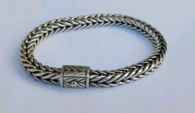 Brazalete de eslabones cuadrados de cadena tejida de plata de ley John Hardy 6,5 mm 45 gramos  Foto 1 de 4