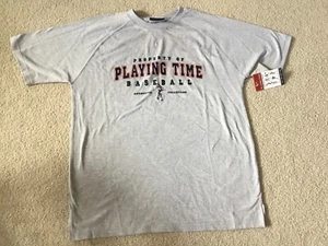 NWT! PLAYING TIME ATHLETIC WEAR Baseball Men Large Grey Shirt RARE! Bat Ball - Picture 1 of 8