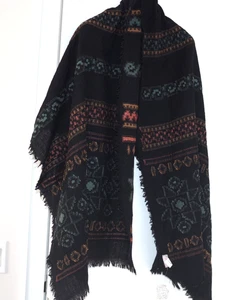 Free People Wollmischung schwarz bedruckt Schal Halstuch Stola Größe 53" x 27" - Bild 1 von 3