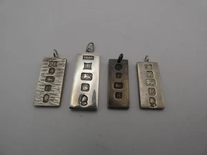 Collection Of 4 Vintage Sterling Silver 1970's Ingot Pendants - 82g - Picture 1 of 7