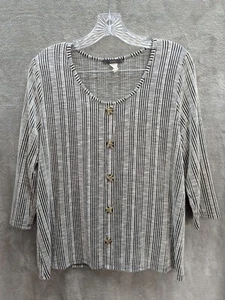 Gyft Top Womens Large Petite Striped Beachy Casual Coastal Grandma - Picture 1 of 6
