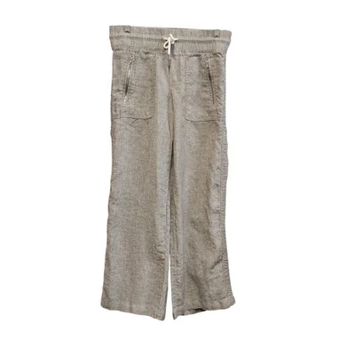Athleta Mujer - Talla 0 - Pantalones Gris Cabo Lino Pierna Ancha con Bolsillos con Cremallera Foto 1 de 4