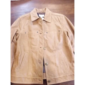 Chaqueta de Cuero Talbots S Abotonada Marrón Tostado Camisa Occidental Chaqueta Pequeña - Imagen 1 de 6