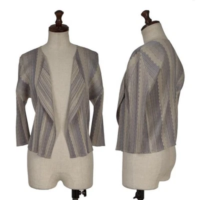 СКЛАДКИ, ПОЖАЛУЙСТА, зигзагообразный полосатый тканый короткий кардиган без пуговиц, размер 3 (K-156637) - Изображение 1 из 4