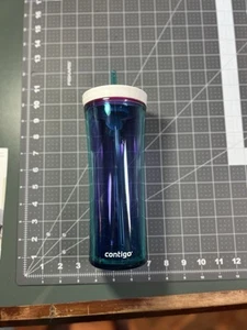 Vaso Contigo Shake & Go azul verdoso púrpura sin fugas 16 OZ pajita cierre automático nuevo - Imagen 1 de 3