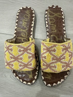 Sam Edelman Gunner. Sandalias Mujer Talla 7 Amarillo Cuentas Deslizable Punta Abierta TOTALMENTE NUEVAS Foto 1 de 4