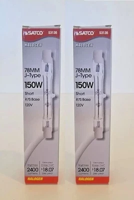 2x Satco S3135 78mm Clear Bulbs 150W 120V T3 Double Ended R7s - Image 1 of 4