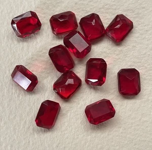 Loose True Vintage Red Faceted Czech Glass Jewels 8x10mm Craft Rhinestones - Picture 1 of 1