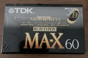 One TDK MA-X 60 TYPE IV METAL BLANK CASSETTE TAPE (1) Sealed - Picture 1 of 9