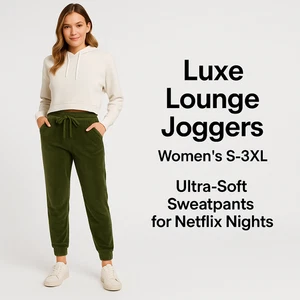 Luxe Lounge Joggers Donna S-3XL | Felpa Ultra Morbida con Tasche per Netfl - Foto 1 di 39