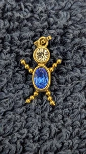 Vintage 1980s Gold Tone Avon .3 Light Blue Aquamarine March Boy Charm - Picture 1 of 2