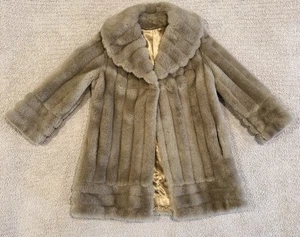 Cappotto donna vintage pelliccia sintetica marrone foderato passaporto stimato piccolo/medio - Foto 1 di 7