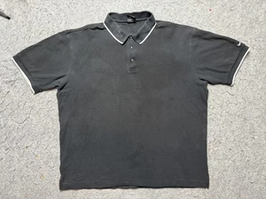 Nike Polo Shirt Mens XL Black White Piping Golf Pique Knit Embroidered Swoosh - Picture 1 of 9