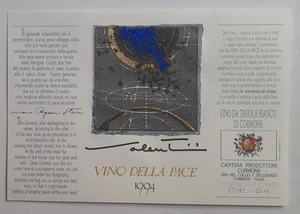 ETICHETTA VINO DELLA PACE 1994 pittore Walter Valentini versi Mario Rigoni Stern - Picture 1 of 1