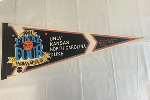 VTG 1991 NCAA Basketball Final Four Pennant UNLV, Duke, North Carolina, Kansas - Picture 1 of 10