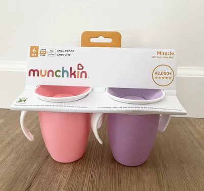 Munchkin Miracle 360 2Pk Entrenador Tazas para sorber con asas, a prueba de derrames, 7 OZ Foto 1 de 4
