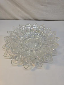 Vintage Federal Iridescent Glass Lotus Flower Serving Bowl and Plater Set - Picture 1 of 15