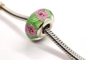 🩷 Green & Pink Murano Glass Bead Charm Genuine S925 Sterling Silver 🩷 - Picture 1 of 7