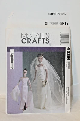 Vintage 2003 McCall's Crafts 11-1/2" Doll Wedding Gown Pattern # 4269 UNCUT - Image 1 of 4