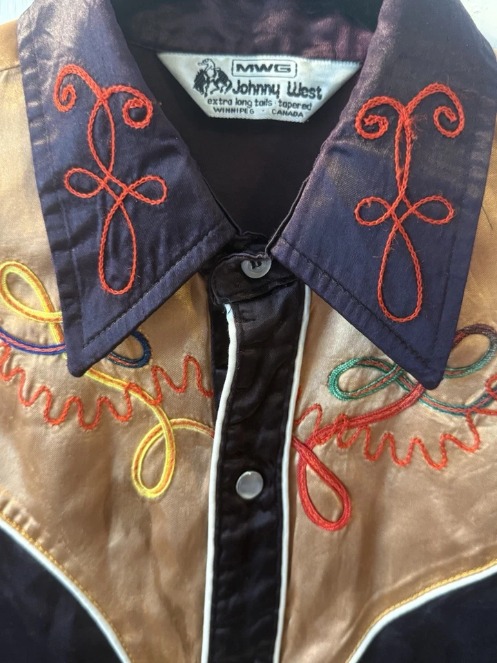 Vintage 60s MWG Johnny West Satin Embroidered Western Shirt  - Image 1 of 4