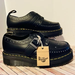 Dr Martens Ramsey Quad Stud Plateau Creepers M 10 W 11 schwarz Leder Mönchsriemen - Bild 1 von 9