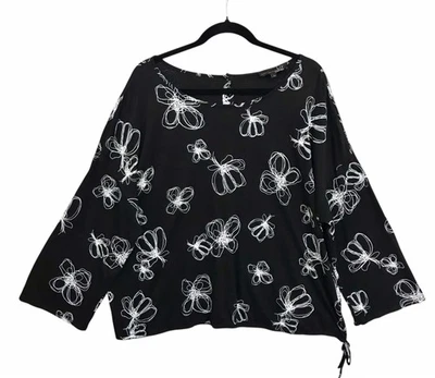 Liv By Habitat Oversized Floral Top Black Button Detail Modal Cotton Sz L - Image 1 of 4