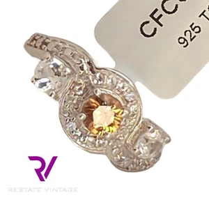 TGGC Sterling Silver Yellow Topaz & Clear Topaz Ring Size 7 - Picture 1 of 8