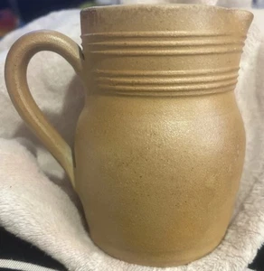 GRES DU BERRY Fait Main FRANCE 4.25” Brown Stoneware Salt Glazed Pitcher/Creamer - Picture 1 of 4