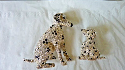 Swarovski 101 Dalmation & Puppy Colorful  Pins Signed - Image 1 of 3