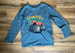 Boys Cat And Jack Blue Long Sleeve Monster Truck Graphic T Shirt Size XS 4/5 - Picture 1 of 4