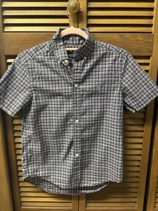 Ralph Lauren Boys Plaid Button Down Shirt Natural Stretch Short Sleeve M 10-12 - Picture 1 of 7