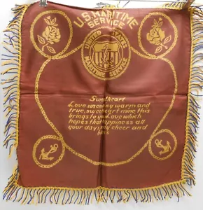Vintage U. S. Maritime Service Sweetheart Pillow Case - Picture 1 of 4