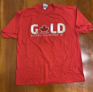 2010 Red Canada Olympic Gold Champions T Shirt Vancouver Olympics Size XL Nike - Picture 1 of 11
