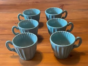 Vietri Incanto Aqua Contemporary Stone Stripe Elegant Coffee Mug - 6 Piece - Picture 1 of 14