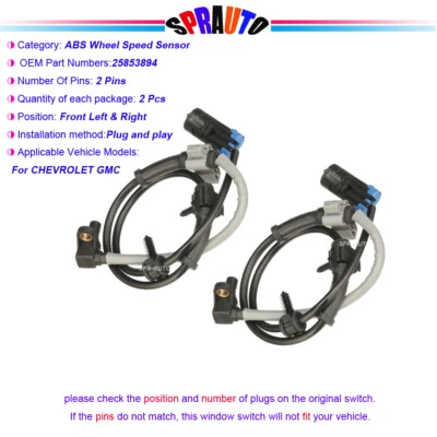 ABS Speed Sensor Front Left or Right For 2003-2012 Express Savana 2500 3500 4500 - Image 1 of 4