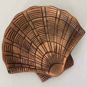 Sea Shell Trinket Dish Copper Cast Iron ODI 1991 Taiwan Vintage Beach Clam Shell - Picture 1 of 6