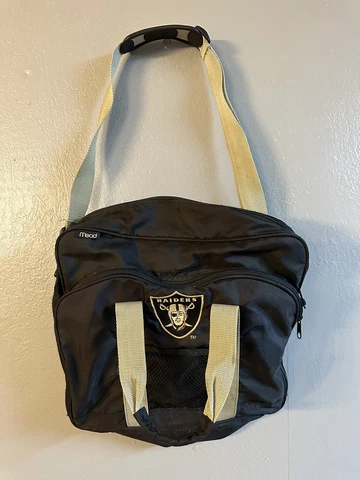 Vintage Mead Los Angeles Raiders NFL Black Messenger Crossbody School Gym Bag Cover